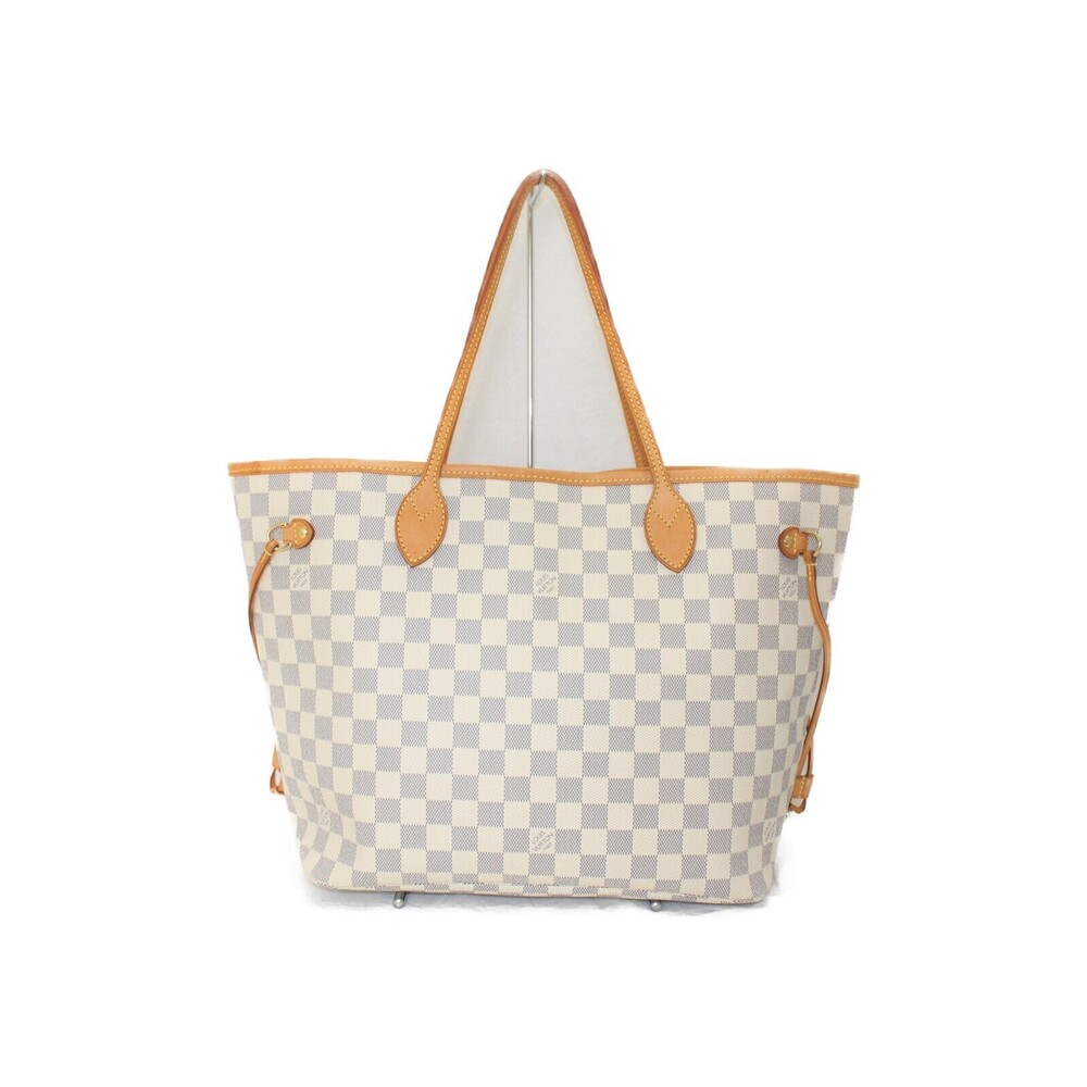 Louis Vuitton Damier White Bag Canvas Tote Tan Neverfull Beige LV Azur Handbag